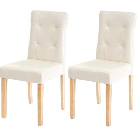 [JAMAIS UTILISÉ] 2x chaise de salle à manger HHG-983, fauteuil, similicuir crème, pieds clairs
