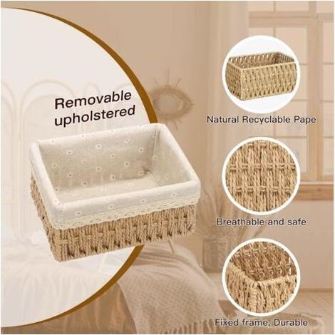 Panier Rangement, Lot de 3 Paniers de Rangement Tresss, Paniers et botes de Rangement, Corbeille Rangement pour Salle de Bain, Cuisine, Organisateur Table a Langer Bebe