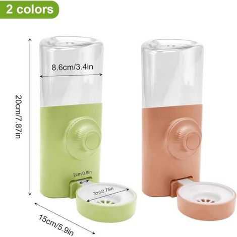 Distributeur Eau - 600 ml - Pour Lapin Cochon D Inde Hamster - Suspendu Anti-Goutte - 2 Pièces (1/4)