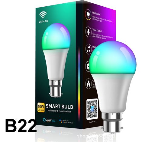10Wwifi bluetooth bulb lamp without remote control 1 pack B22 lamp head ZJ-BWBL1H-RGBWW-B22-1P-BT, floor lamp light source bulb bulb (1/5)