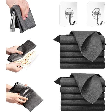 Paquete de 10 paños de microfibra gruesos, de 30 cm, ultra absorbentes y reutilizables para la limpieza del hogar y del coche. (1/4)