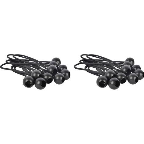 Lot de 10 Attache rapide, Élastique 15-25cm, Boule blocage 3cm, Diamètre 4mm, pour Bâche extérieur