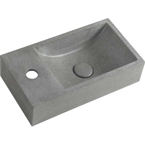 Sapho Small - Handwaschbecken, 40x22 cm, ohne Überlauf, 1 Hahnloch links, schwarzer Granit AR403 (1/5)