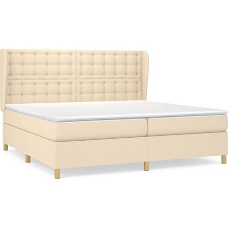 Maison Exclusive - Giroletto a Molle con Materasso Crema 200x200 cm in Tessuto (1/5)