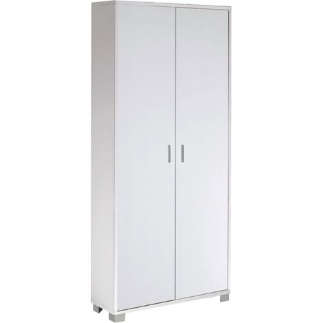 Schmaler Mehrzweckschrank mit zwei Türen und acht Einlegeböden in Ash White 83x29x H190 cm (1/2)