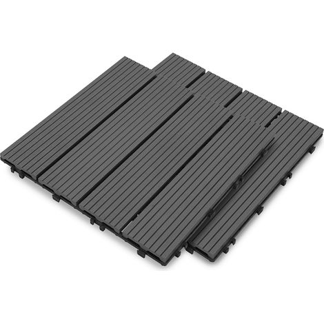 Randaco Set di 77 piastrelle ad incastro da 30 x 30 cm per patio, pavimentazione esterna per giardino, balcone, piscina, marrone caffè