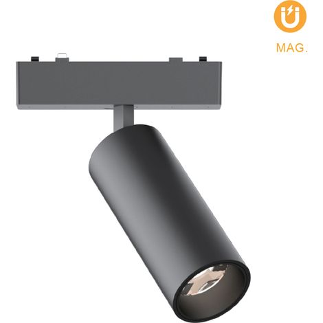 Spot magnétique sur rail Piquet (2 fils) 9w led 330lm 3000k 24° h.16xd.4,4cm noir