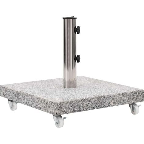 Pied de parasol en granit, 30 kg, carré, gris (1/5)