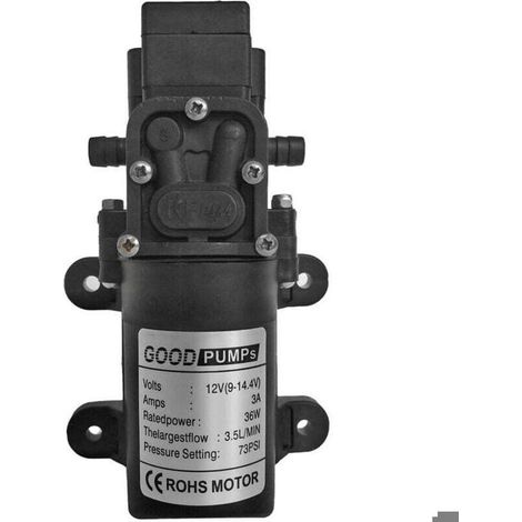 Pompa autoadescante per acqua – Alta pressione 12V – Portata 2-3,5 litri/minuto – Prevalenza 30 metri (1/4)