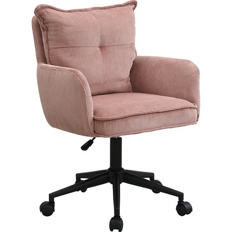 Sedia da ufficio Velluto a coste Rosa e nero Altezza regolabile - BATARU (1/5)