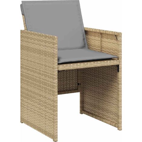 Garden Chairs with Cushions 4 pcs Mix Beige Poly Rattan vidaXL