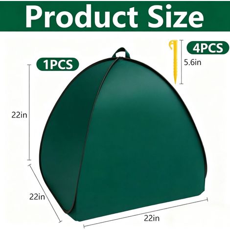 Housse voile d'hivernage pour plantes, légumes et pots, protection contre le gel, abri chauffant repliable, Composition : 1 pièce, sac de rangement inclus, avec 4 piquets, Couleur : vert (1/5)