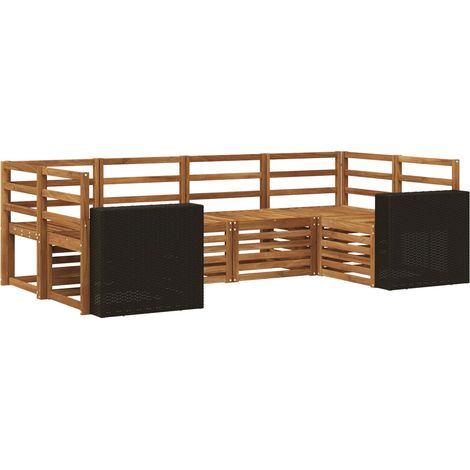 Sectional Sofa Set 6 pcs Natural Solid Acacia Wood vidaXL (1/5)