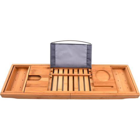 Tablette de bain en bambou rétractable, étagère de baignoire durable, simple et robuste, support de bain pour salle de bain (1/5)