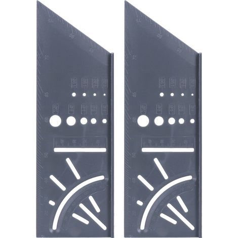 Lot de 2 règles d'angle 3D grises multifonctions pour le travail du bois, 20 x 7 x 6,5 cm