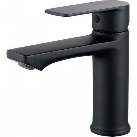 Robinet de Lavabo Noir Mitigeur Salle de Bain Monotrou Mélangeur l'eau Chaude et Froide pour Salle de Bain en Acier Inox (1/5)