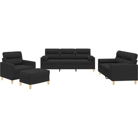 Maison Exclusive - Set Divani 4 pz con Cuscini Nero in Tessuto