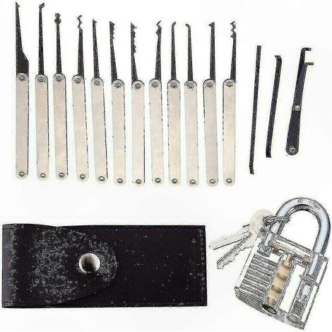 Kit de Crochetage 15 Pièces avec Extracteur de Clé et Serrure d'Entraînement pour Ouverture (1/5)