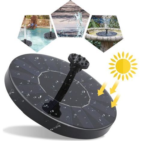 Pompe à eau solaire pour jardin, 190 l/h, 7 V/1,5 W, pour fontaine et bassin.