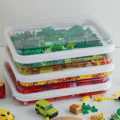 Bolsa rígida con cremallera doble, impermeable, para cosméticos, organizador de juguetes para niños, 25 x 20 x 5 cm (1/4)