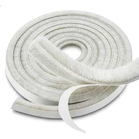 m Bürstendichtung für Schiebetüren, selbstklebende Türdichtung, 9 mm (B) x 9 mm (T), Fensterdichtung, Isolierung, weiß, winddicht für Fenster, Türen, Schränke, Schiebetüren