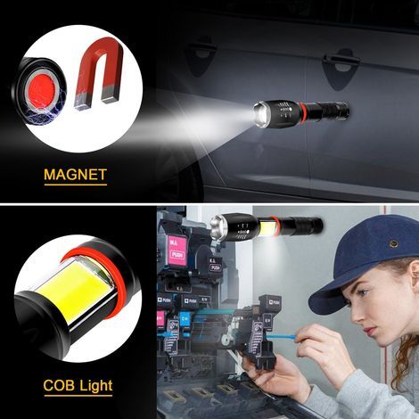 LED-COB-Taschenlampe 500 lm Ultrahelle, leistungsstarke, zoombare Taschenlampe (1/5)