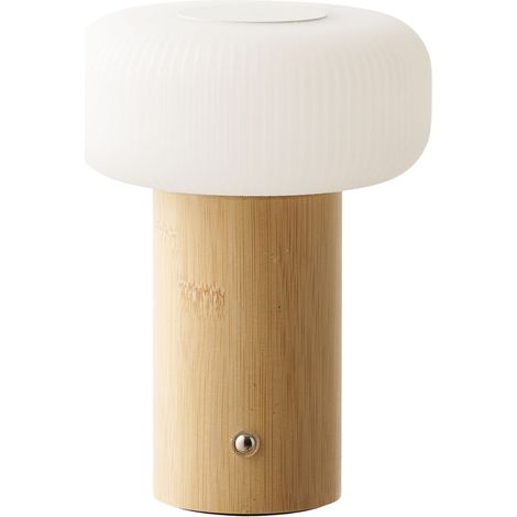 Lampada da tavolo Stafford ricaricabile in bambù e bianco