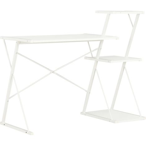 Schreibtisch mit Regal Weiß 116×50×93 cm