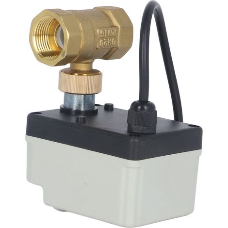 Vanne à bille DN20 à deux voies, manuelle/automatique, à deux fils, 12 V CC  24 V, normalement fermée. (1/5)