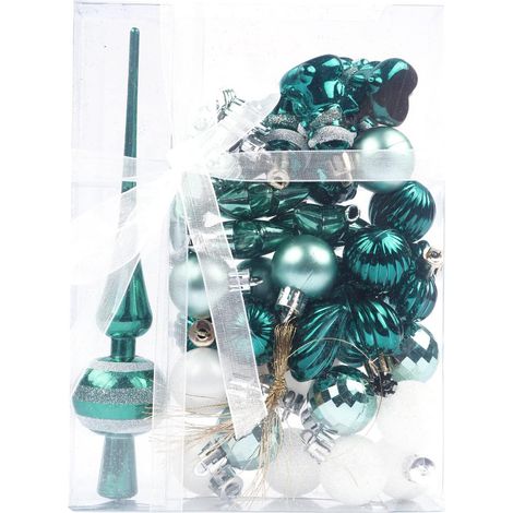 (Blanc Vert) Ornements de Boule de Noël, 34 Pièces Petits Ornements Suspendus Incassables Ornements de Noël Assortis Boules d'Arbre de Noël pour la Dé (1/3)