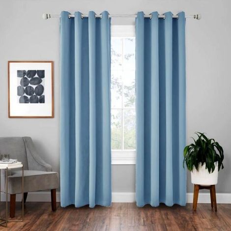 2 Pièces Rideaux Occultants Thermiques Rideaux de Salon - 140 x 240(Bleu Clair) bleu clair bleu ciel