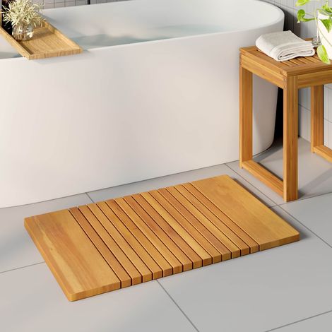 Badematte Uni Braun 81 x 50 cm Holz