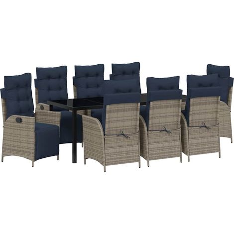 Maison Exclusive - Set da Pranzo per Giardino 9 pcs Grigio e Nero Rattan
