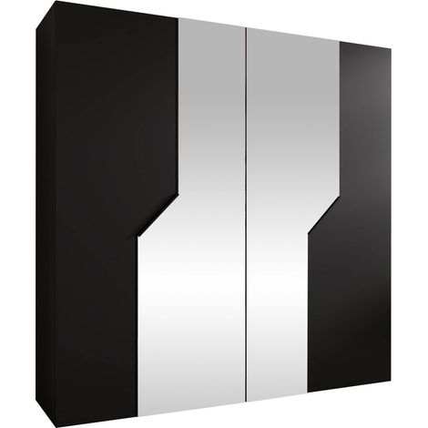 Armoire Hartford 598, Noir, 202x200x52cm, Portes d'armoire: Avec des charnières, Nombre d'étagères: 0 (1/5)
