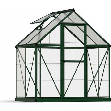 Greenhouse Hybrid 6 x 4 - Polycarbonate - L126 x W185 x H208 cm - Green