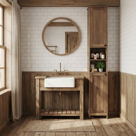 Colonne de Rangement Salle de Bain, Étagères Réglables, Meuble Haut Moderne pour Petits Espaces, Éclairage, Marron