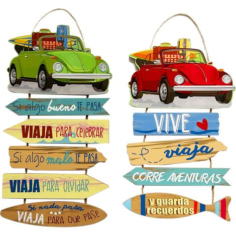 Signes Grimalt Adorno Pared Jardín Adorno Pared Adorno 2U Placas De Madera Amarillo 1x30x57cm 36284