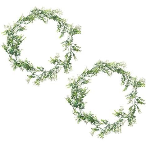 Guirlande de Feuilles Artificielle 2pcs en Plastique Vert, Texture Réaliste et Résistance à l'usure, Décoration Murale Naturelle pour Maison (1/5)