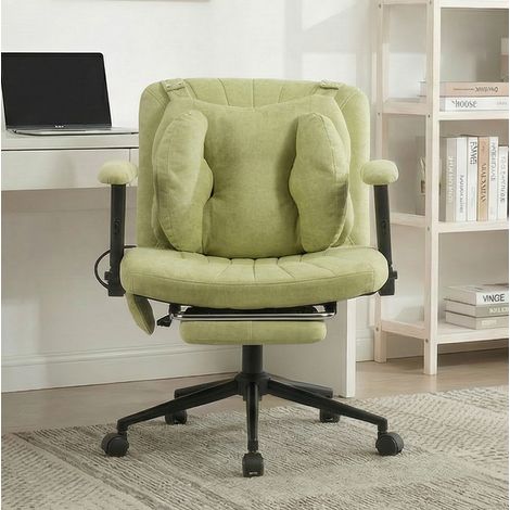 Fauteuil bureau pivotant à roulettes tissu vert HAVRYA (1/3)