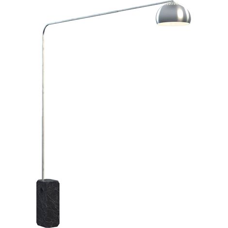 Piantana Contemporanea Corner Marmo Nero Metallo Cromo 1 Luce E27