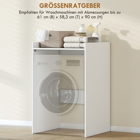 Armoire de salle de bain pour niche avec étagère ouverte, meuble de rangement pour petite pièce, 64 x 60 x 97,5 cm, blanc (1/5)