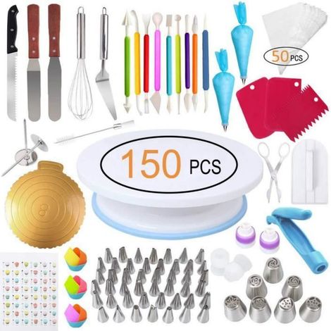 Plateau Tournant de Gâteau - Heureux d'acheter - 150 Pcs - Plastique ABS - Silicone Alimentaire - Antidérapant (1/4)