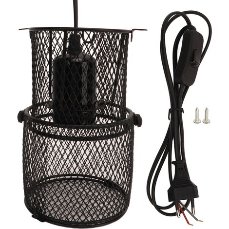 Protection Anti-Brûlure pour Lampe Chauffante Reptile, Grille Rétractable avec Douille Céramique E27 et Prise UE 220-240V (1/5)