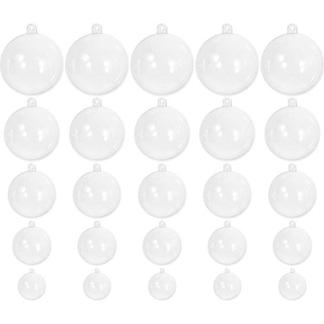 25 boules de Noël transparentes rondes à remplir, à suspendre ou à décorer. Boules en plastique transparent à remplir.-7X7cm-Transparent (1/4)