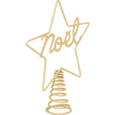 Déco Sapin de Noël Cimier Étoile "Noël" en métal Doré pailleté - Feeric Christmas (1/2)