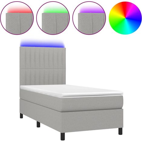Maison Exclusive - Cama box spring colchón y luces LED tela gris (1/5)