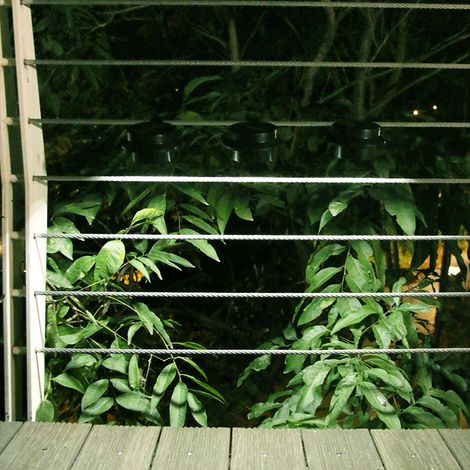 Aplique solar de pared impermeable para uso exterior, 3 LED blancos (redonda, carcasa negra) (1/5)