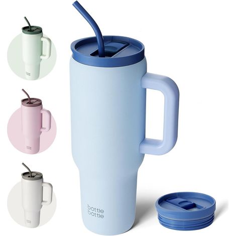 Kaffeebecher Thermobecher Edelstahl 40oz BPAfrei Strohhalm Blau (1/5)