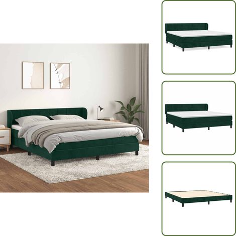 The Living Store Boxspringbett mit Matratze Dunkelgrün 160x200 cm Samt - Samtbett - Boxspringbett - Doppelbett - Bettauflage - Matratze (1/5)