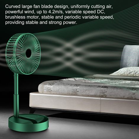 Ventilateur télescopique pliable, sans fil et portable, avec batterie intégrée rechargeable par USB de 2000 mAh, hauteur réglable et 3 vitesses. Mini ventilateur de ventilation réglable pour l'extérie (1/5)